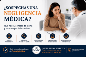 Paciente preocupada consultando con un médico sobre una posible negligencia médica